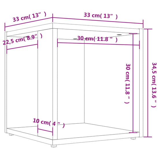 Bijzettafel 33x33x34,5 cm spaanplaat betongrijs MeubelReus