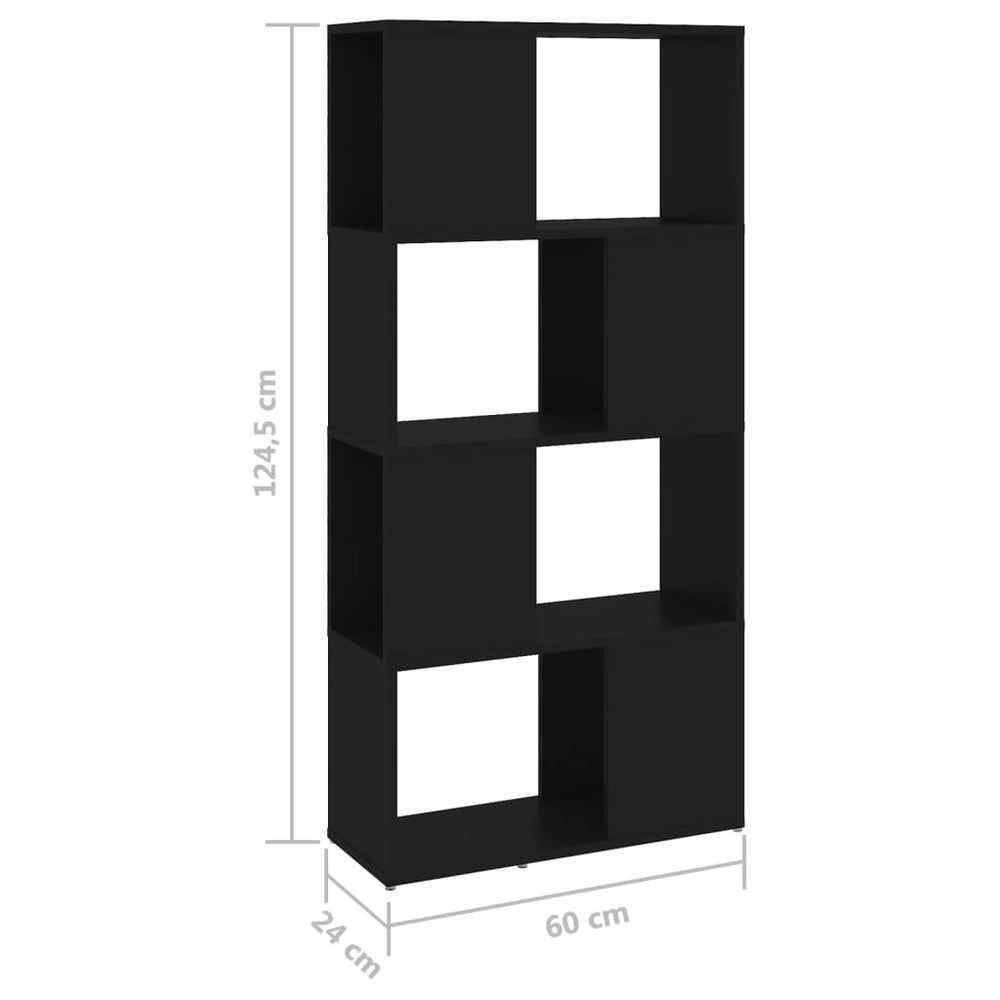 Boekenkast/kamerscherm 60x24x124,5 cm spaanplaat zwart MeubelReus