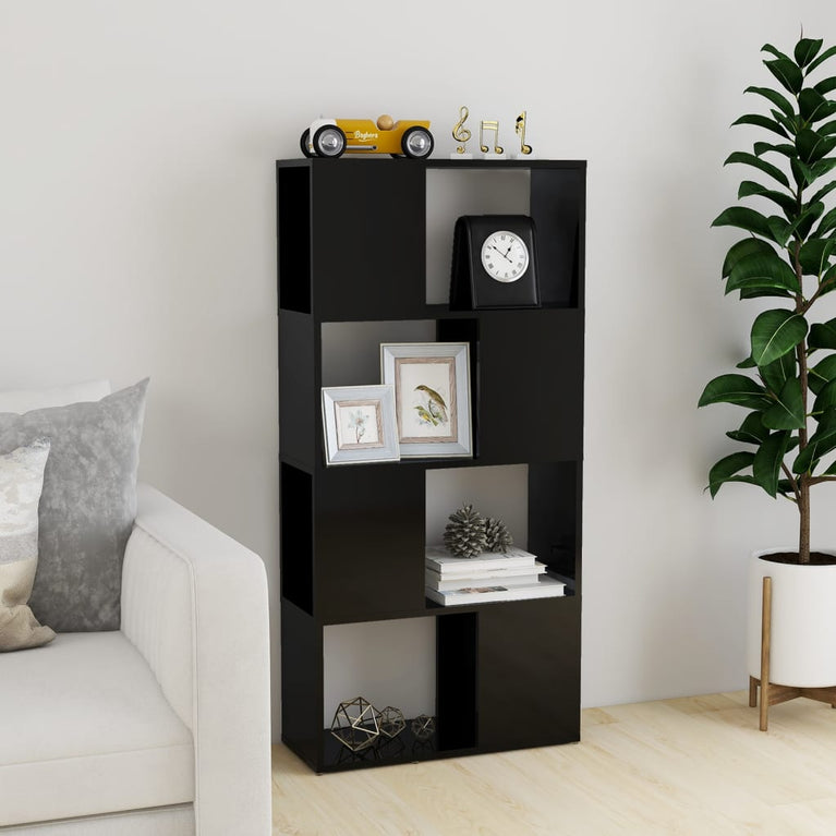 Boekenkast/kamerscherm 60x24x124,5 cm hoogglans zwart MeubelReus