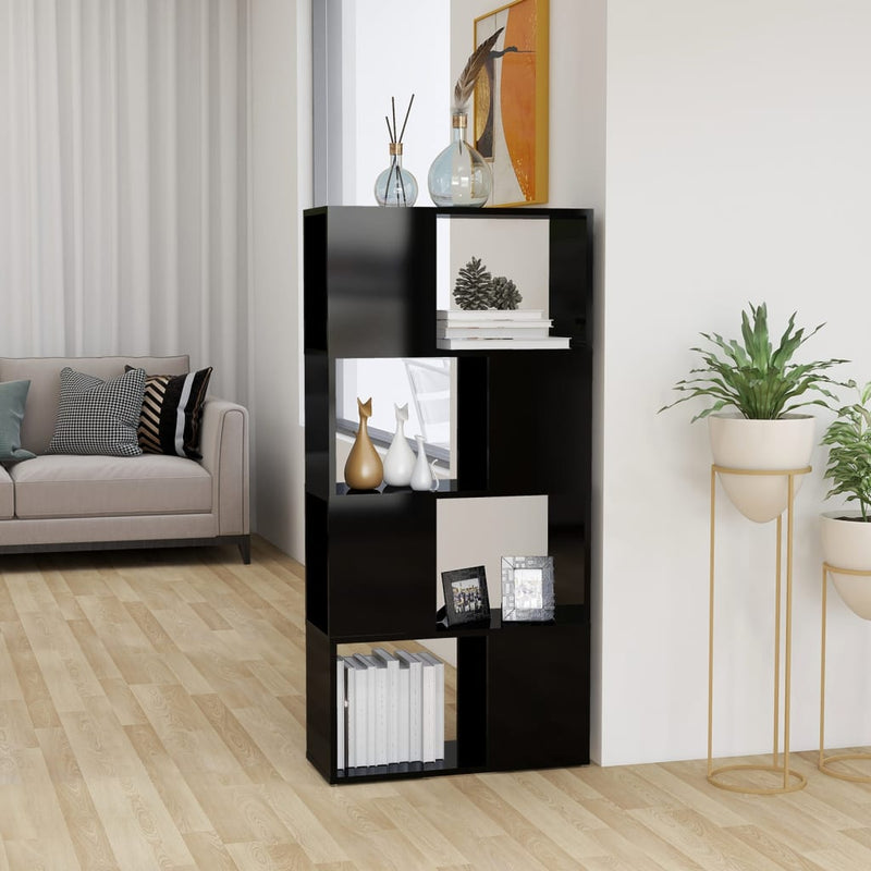 Boekenkast/kamerscherm 60x24x124,5 cm hoogglans zwart MeubelReus