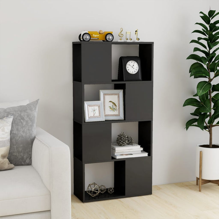 Boekenkast/kamerscherm 60x24x124,5 cm hoogglans grijs MeubelReus