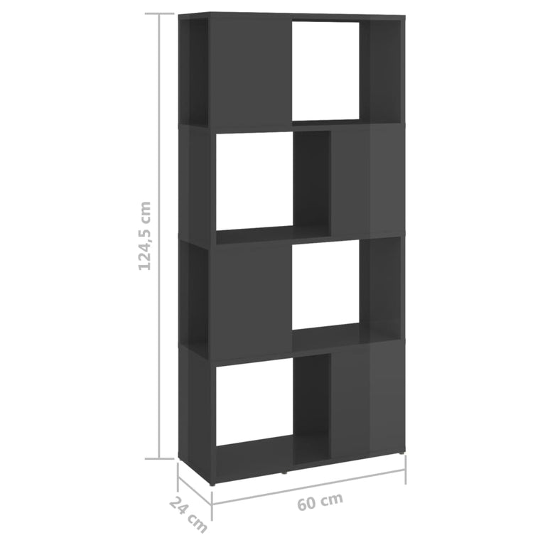 Boekenkast/kamerscherm 60x24x124,5 cm hoogglans grijs MeubelReus