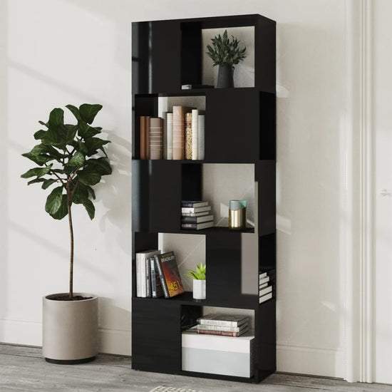 Boekenkast/kamerscherm 60x24x155 cm hoogglans zwart MeubelReus
