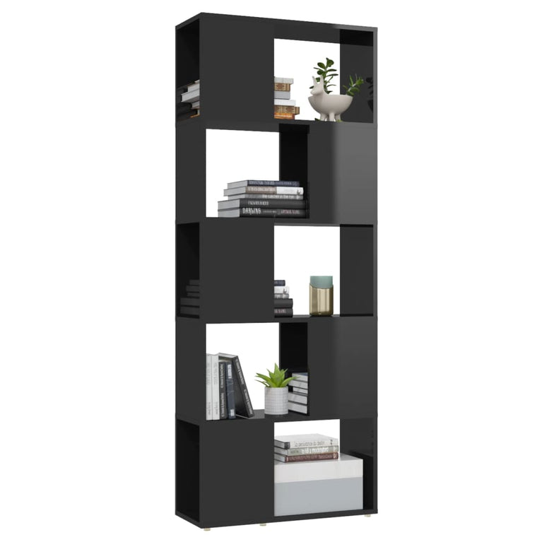 Boekenkast/kamerscherm 60x24x155 cm hoogglans zwart MeubelReus
