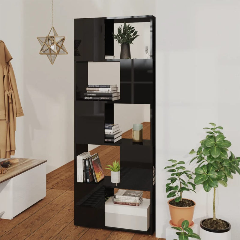 Boekenkast/kamerscherm 60x24x155 cm hoogglans zwart MeubelReus