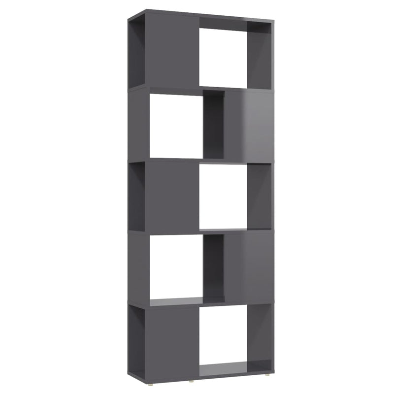 Boekenkast/kamerscherm 60x24x155 cm hoogglans grijs MeubelReus