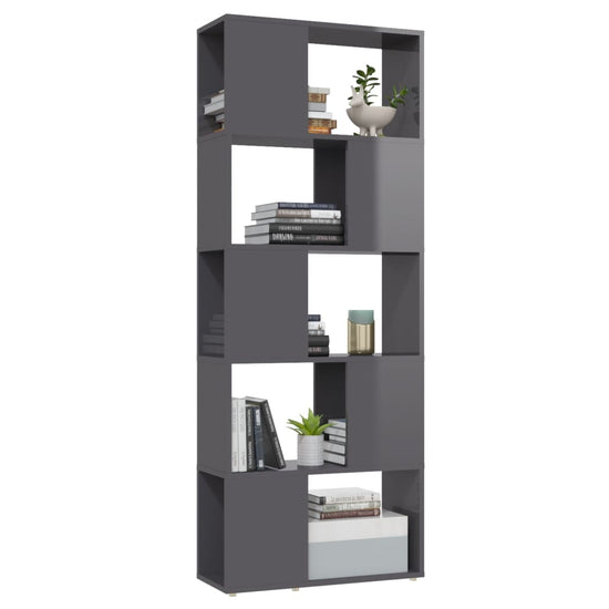 Boekenkast/kamerscherm 60x24x155 cm hoogglans grijs MeubelReus