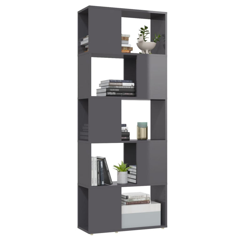 Boekenkast/kamerscherm 60x24x155 cm hoogglans grijs MeubelReus