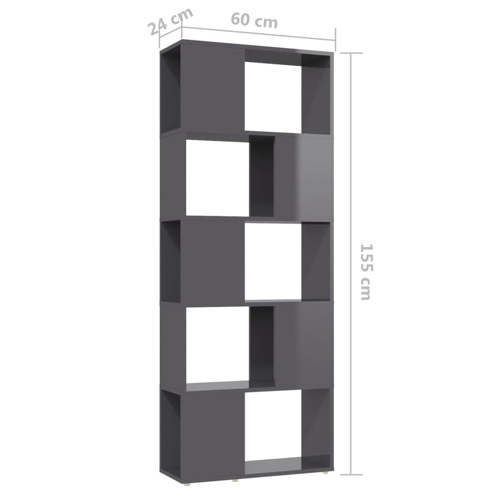 Boekenkast/kamerscherm 60x24x155 cm hoogglans grijs MeubelReus