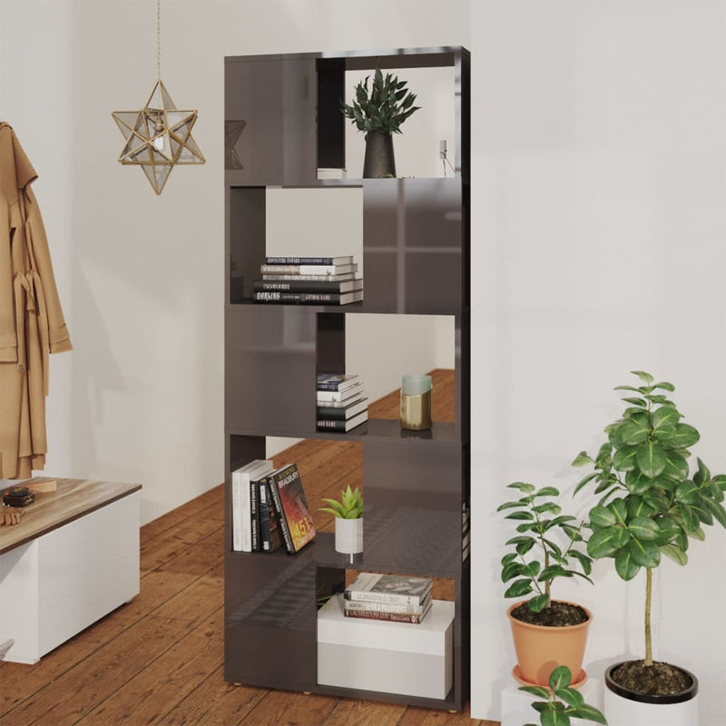 Boekenkast/kamerscherm 60x24x155 cm hoogglans grijs MeubelReus
