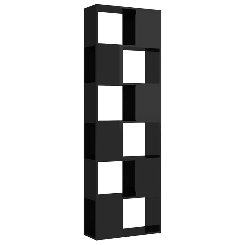 Boekenkast/kamerscherm 60x24x186 cm hoogglans zwart MeubelReus