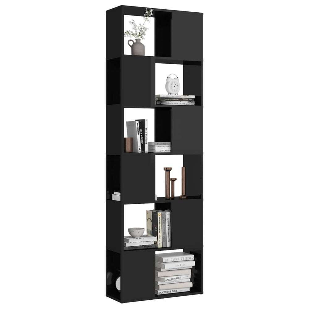 Boekenkast/kamerscherm 60x24x186 cm hoogglans zwart MeubelReus