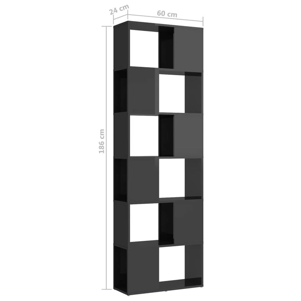 Boekenkast/kamerscherm 60x24x186 cm hoogglans grijs MeubelReus