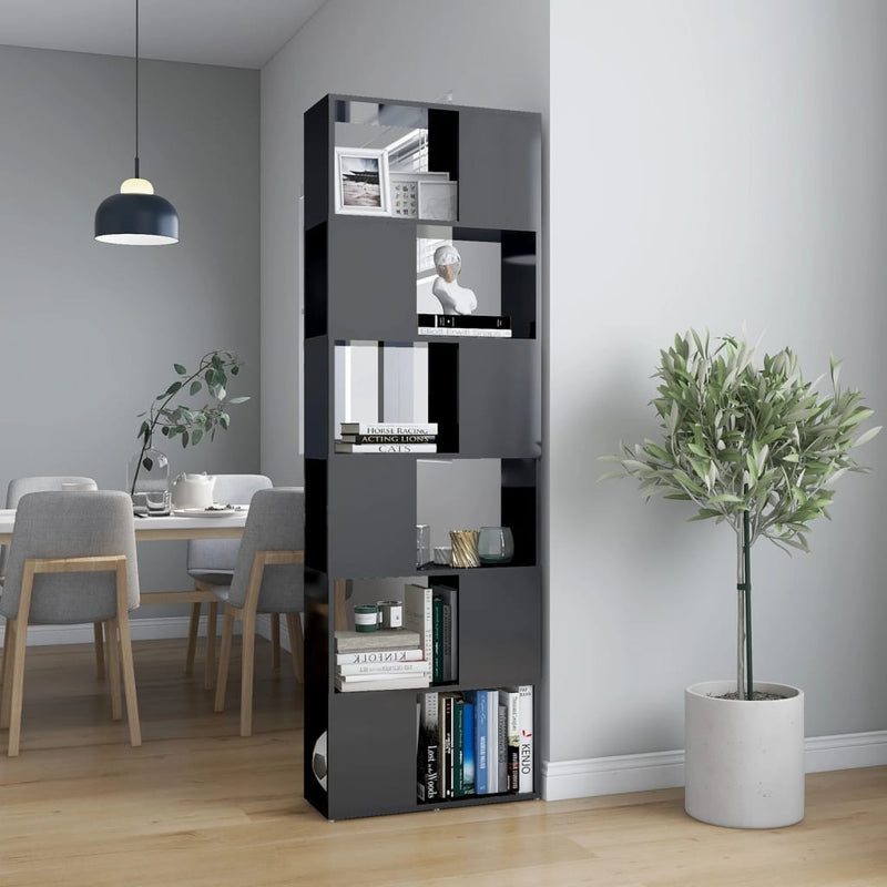 Boekenkast/kamerscherm 60x24x186 cm hoogglans grijs MeubelReus
