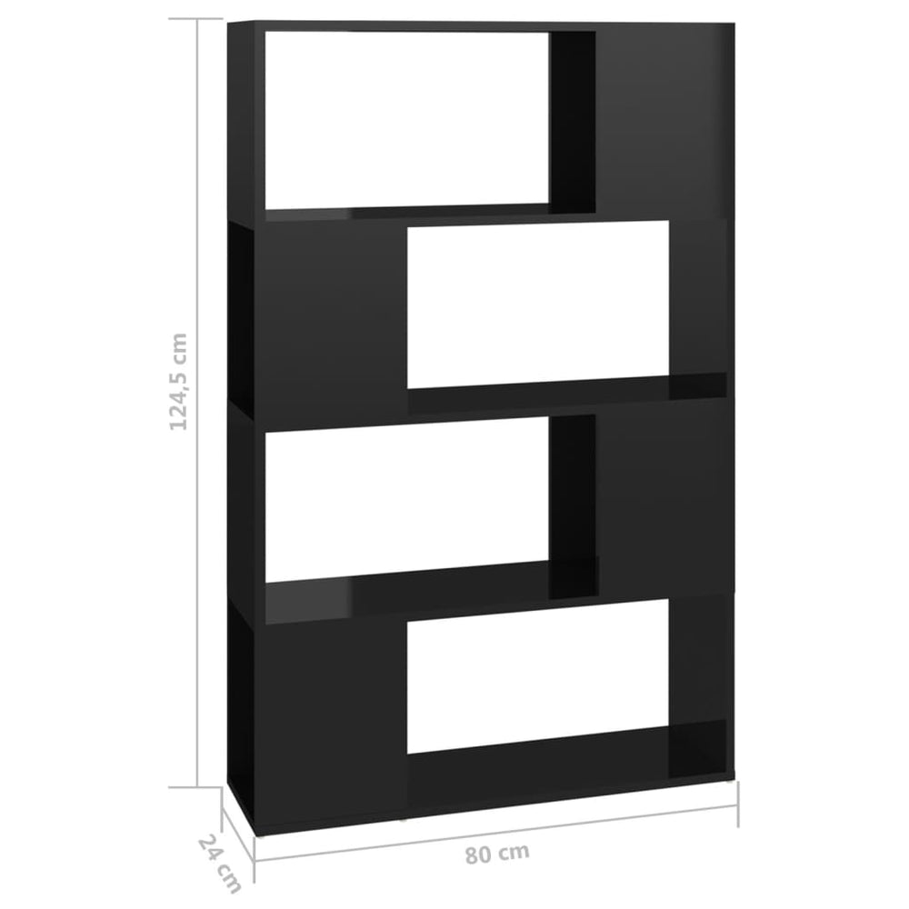 Boekenkast/kamerscherm 80x24x124,5 cm hoogglans zwart MeubelReus