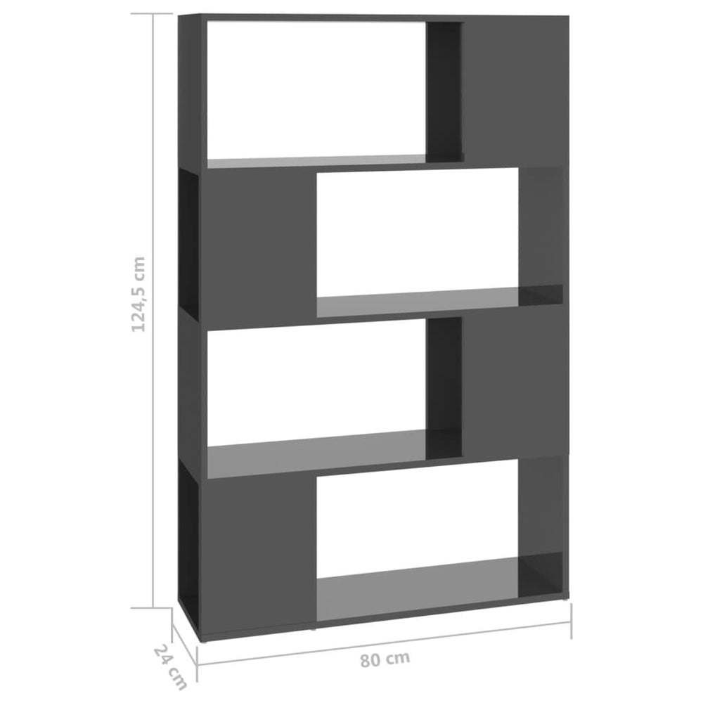Boekenkast/kamerscherm 80x24x124,5 cm hoogglans grijs MeubelReus