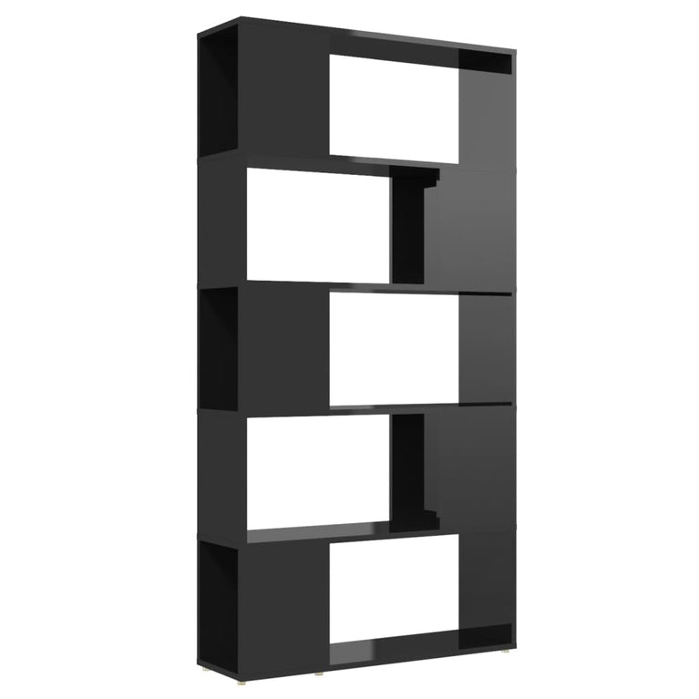 Boekenkast/kamerscherm 80x24x155 cm spaanplaat hoogglans zwart MeubelReus