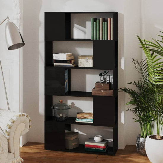 Boekenkast/kamerscherm 80x24x155 cm spaanplaat hoogglans zwart MeubelReus