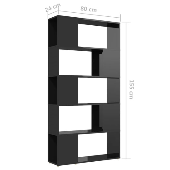 Boekenkast/kamerscherm 80x24x155 cm spaanplaat hoogglans zwart MeubelReus