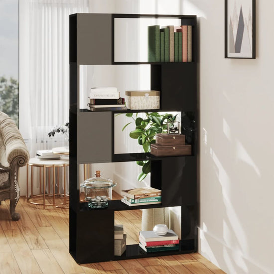 Boekenkast/kamerscherm 80x24x155 cm spaanplaat hoogglans zwart MeubelReus