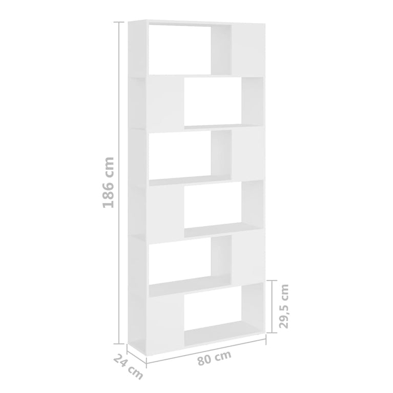 Boekenkast/kamerscherm 80x24x186 cm spaanplaat wit MeubelReus