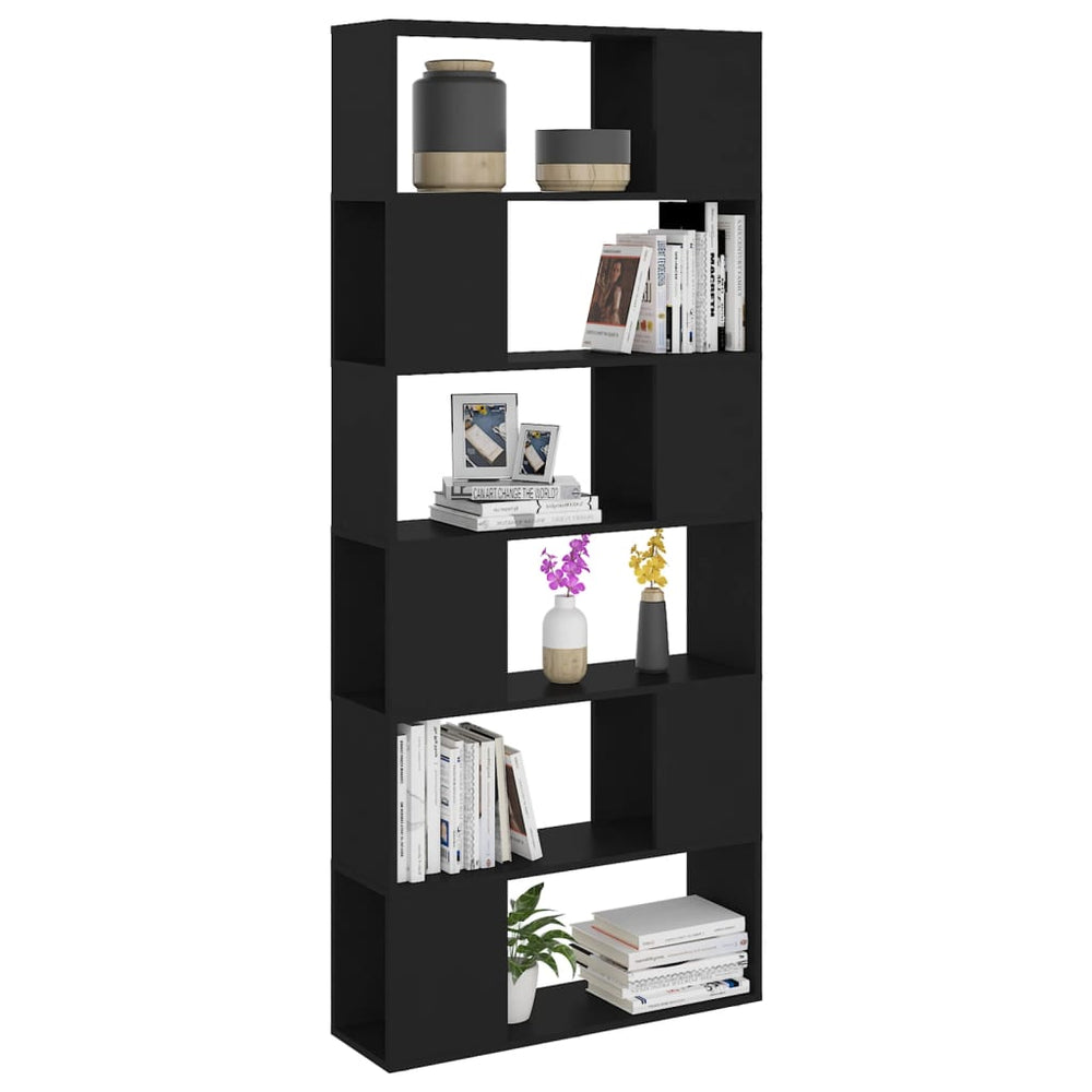 Boekenkast/kamerscherm 80x24x186 cm spaanplaat zwart MeubelReus