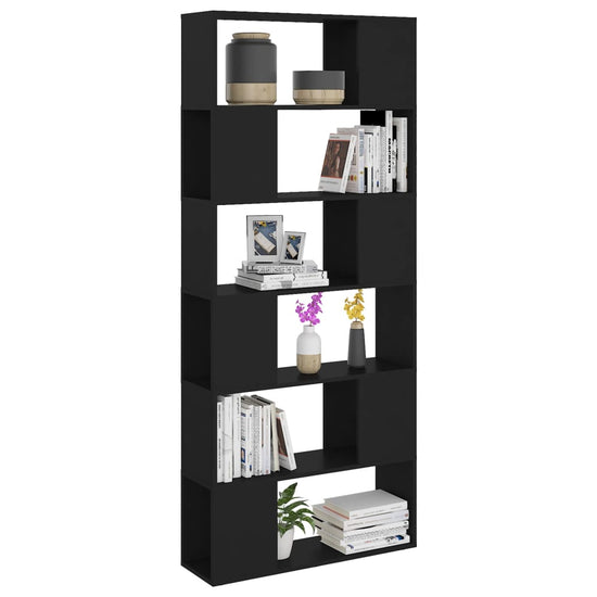 Boekenkast/kamerscherm 80x24x186 cm spaanplaat zwart MeubelReus