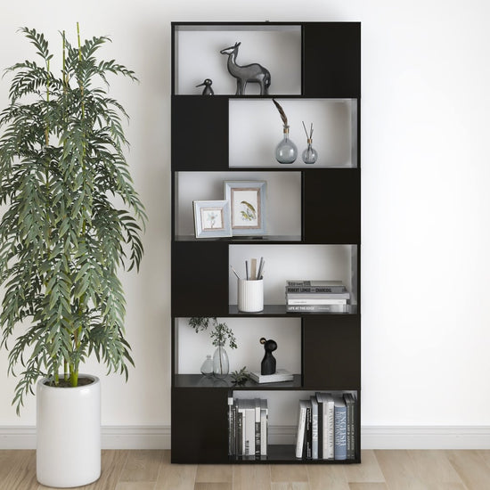 Boekenkast/kamerscherm 80x24x186 cm spaanplaat zwart MeubelReus