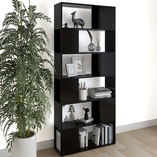 Boekenkast/kamerscherm 80x24x186 cm spaanplaat zwart MeubelReus