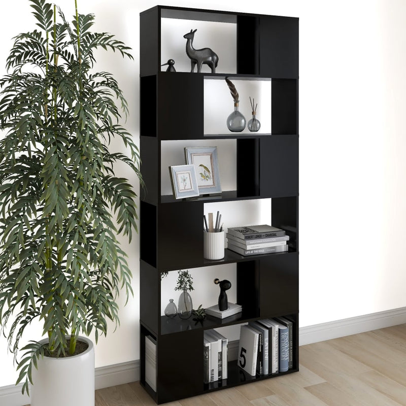 Boekenkast/kamerscherm 80x24x186 cm spaanplaat zwart MeubelReus