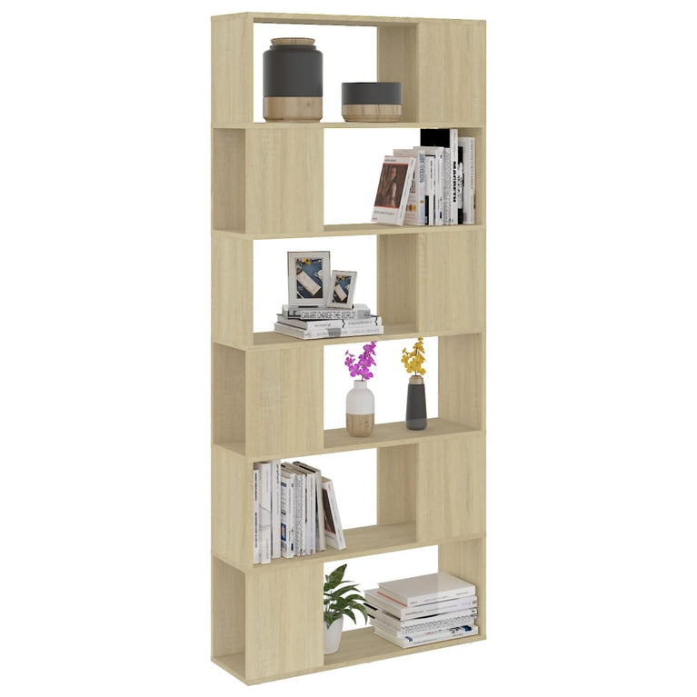 Boekenkast/kamerscherm 80x24x186 cm spaanplaat sonoma eiken MeubelReus