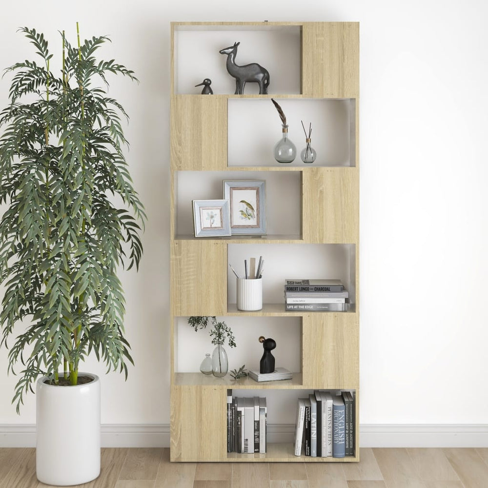 Boekenkast/kamerscherm 80x24x186 cm spaanplaat sonoma eiken MeubelReus