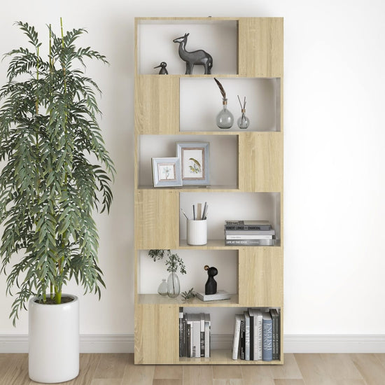 Boekenkast/kamerscherm 80x24x186 cm spaanplaat sonoma eiken MeubelReus
