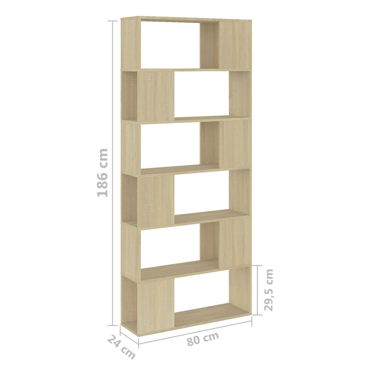 Boekenkast/kamerscherm 80x24x186 cm spaanplaat sonoma eiken MeubelReus