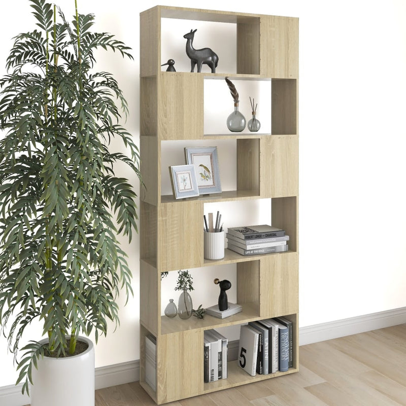 Boekenkast/kamerscherm 80x24x186 cm spaanplaat sonoma eiken MeubelReus