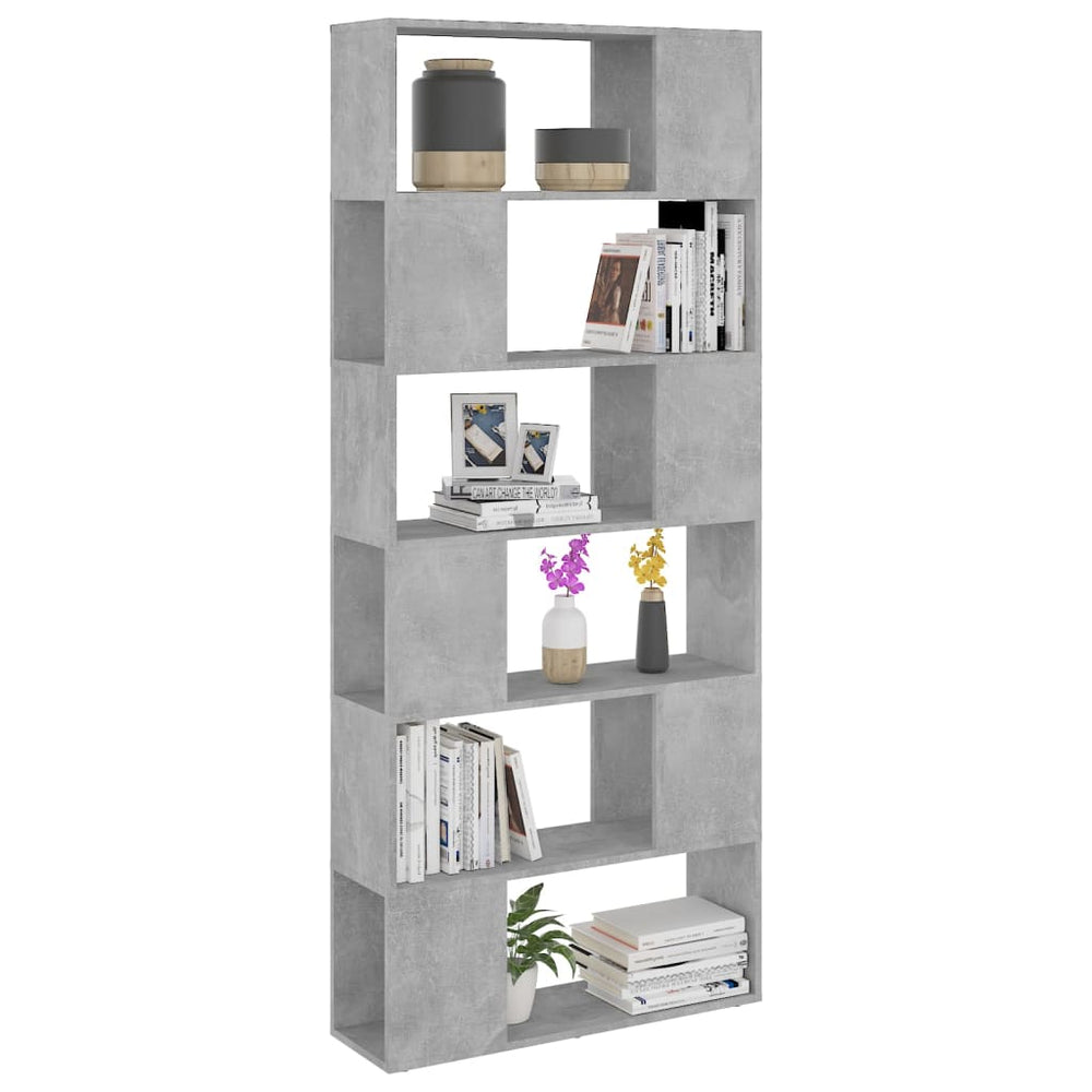 Boekenkast/kamerscherm 80x24x186 cm spaanplaat betongrijs MeubelReus