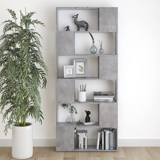 Boekenkast/kamerscherm 80x24x186 cm spaanplaat betongrijs MeubelReus