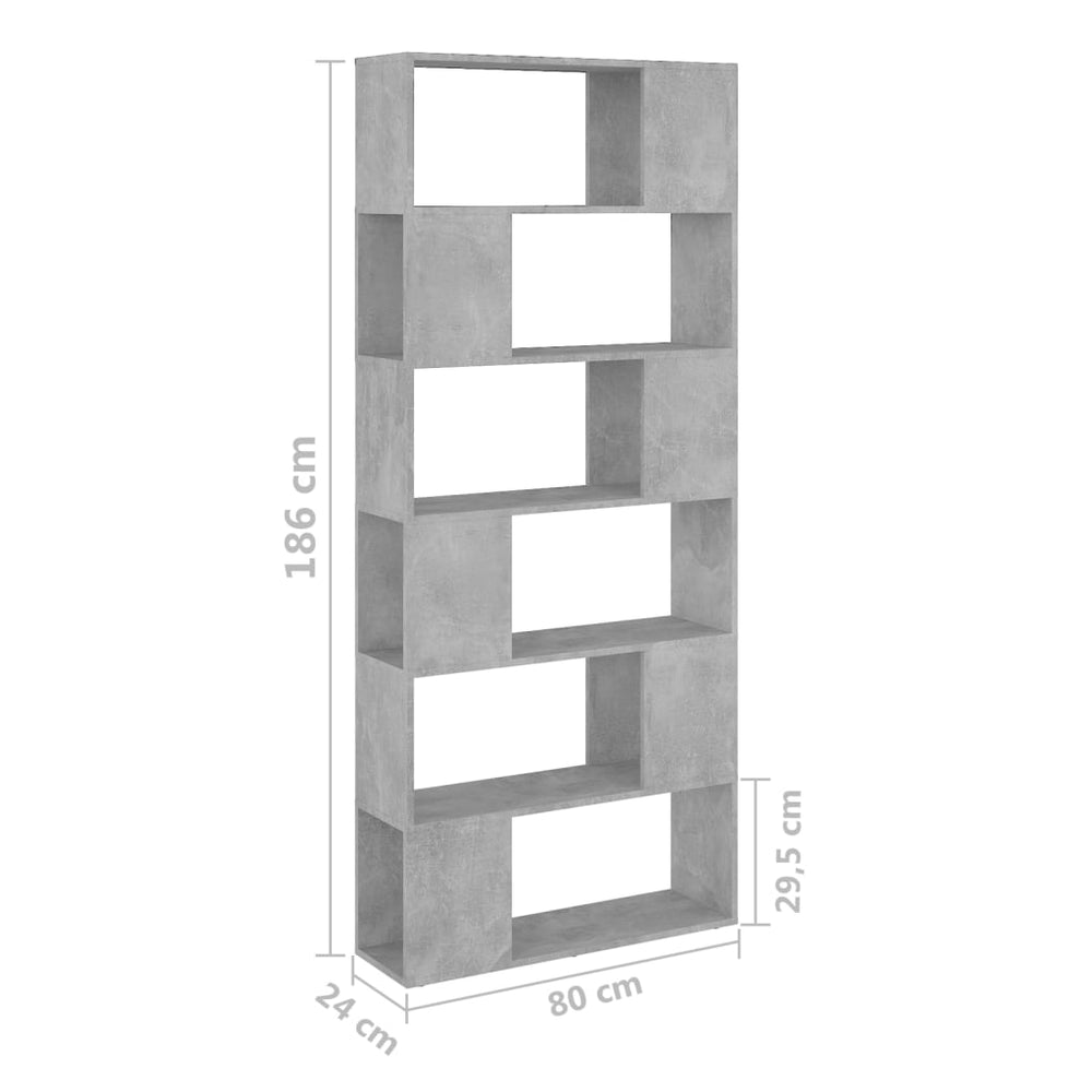 Boekenkast/kamerscherm 80x24x186 cm spaanplaat betongrijs MeubelReus