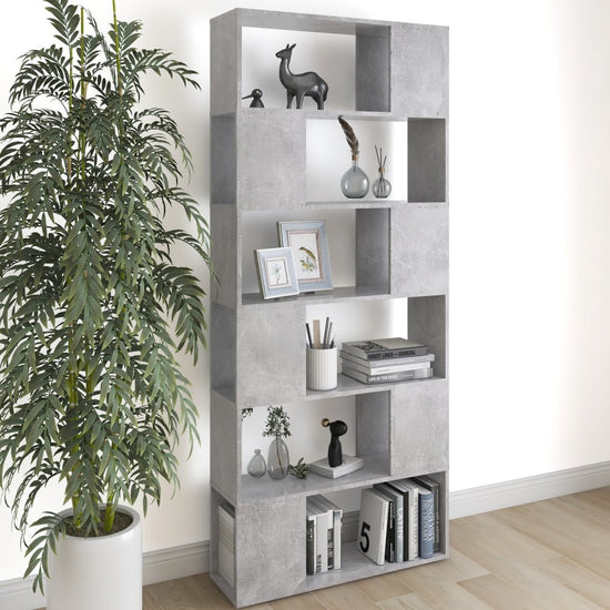 Boekenkast/kamerscherm 80x24x186 cm spaanplaat betongrijs MeubelReus
