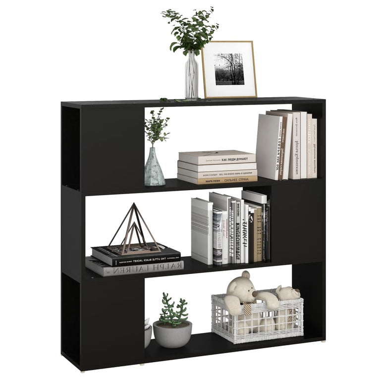 Boekenkast/kamerscherm 100x24x94 cm zwart