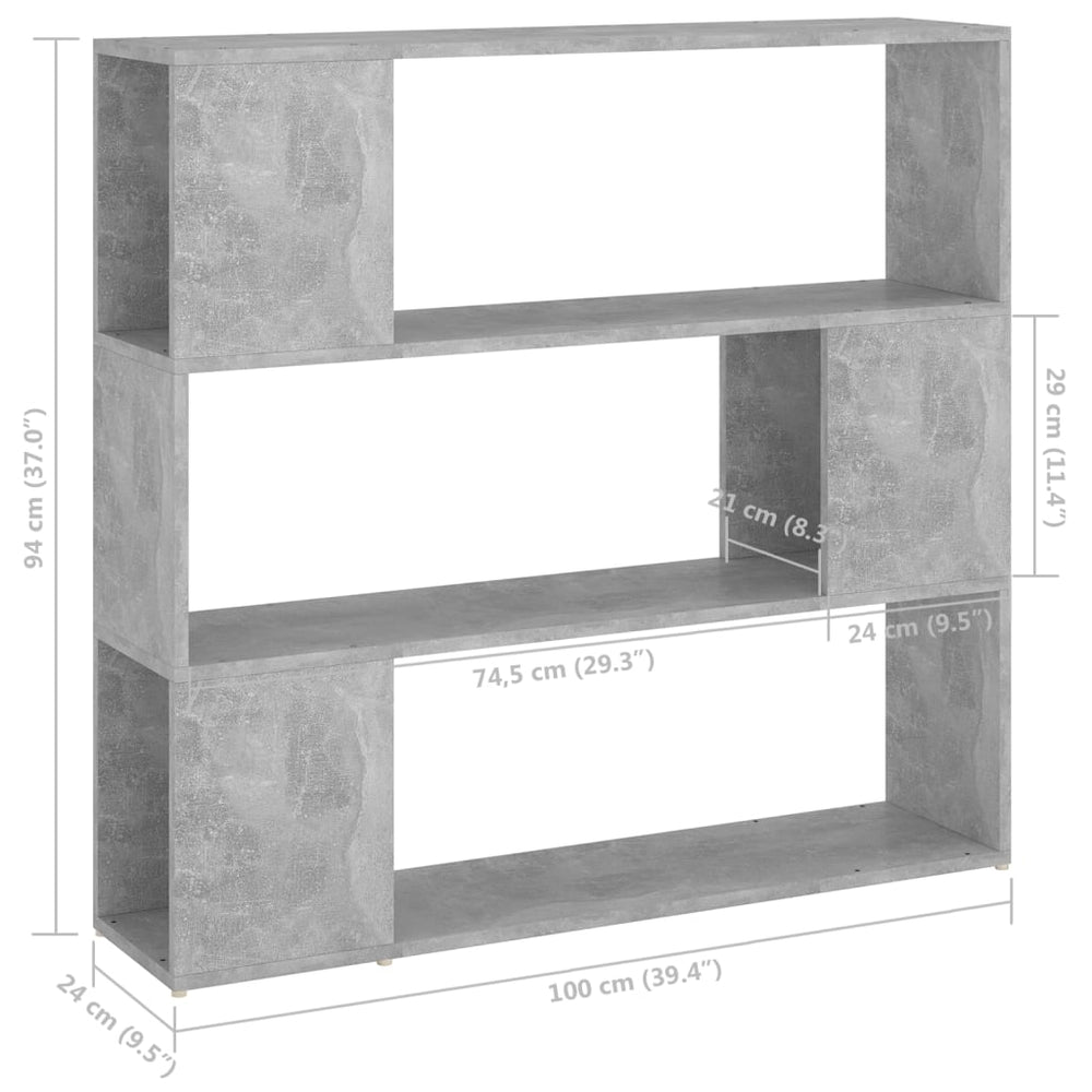 Boekenkast/kamerscherm 100x24x94 cm betongrijs MeubelReus
