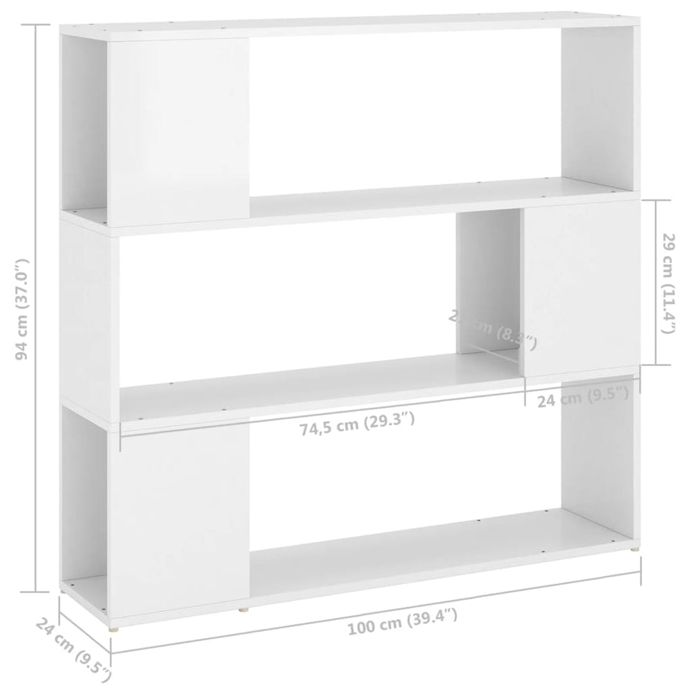 Boekenkast/kamerscherm 100x24x94 cm hoogglans wit MeubelReus