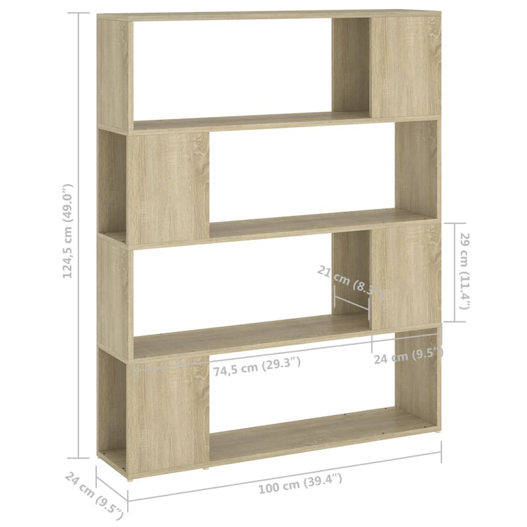Boekenkast/kamerscherm 100x24x124 cm sonoma eikenkleurig