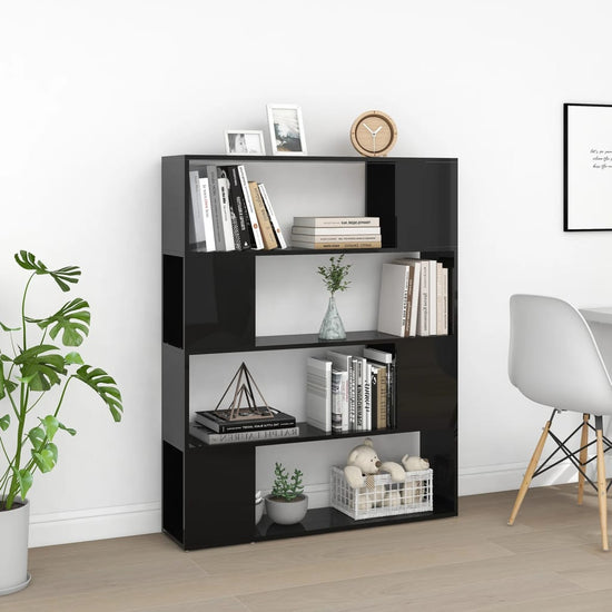 Boekenkast/kamerscherm 100x24x124 cm hoogglans zwart MeubelReus