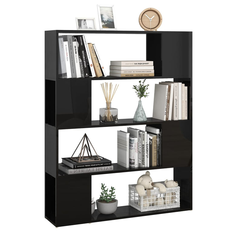 Boekenkast/kamerscherm 100x24x124 cm hoogglans zwart MeubelReus