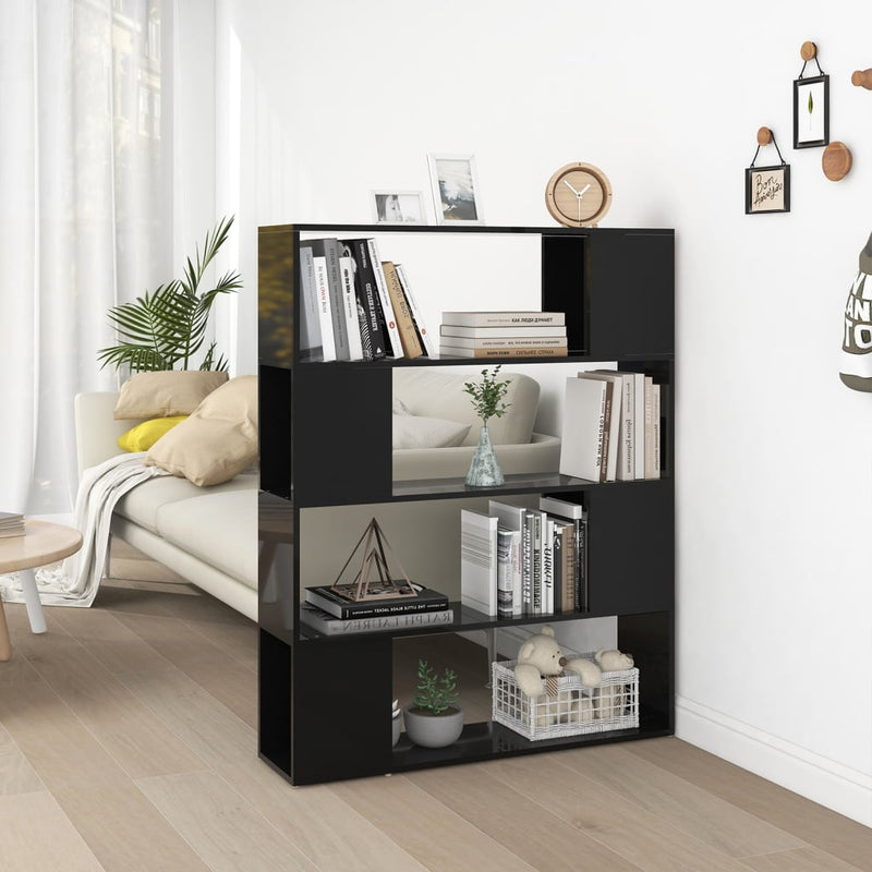 Boekenkast/kamerscherm 100x24x124 cm hoogglans zwart MeubelReus