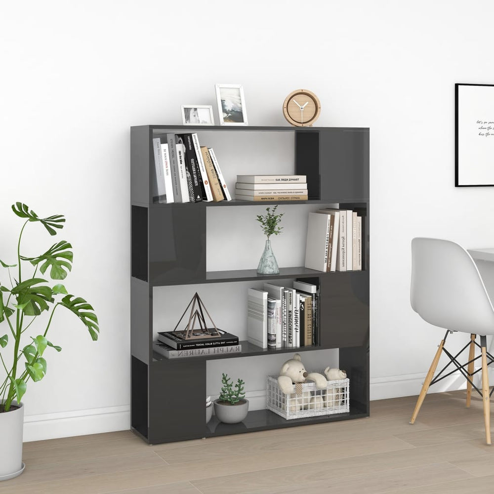 Boekenkast/kamerscherm 100x24x124 cm hoogglans grijs MeubelReus