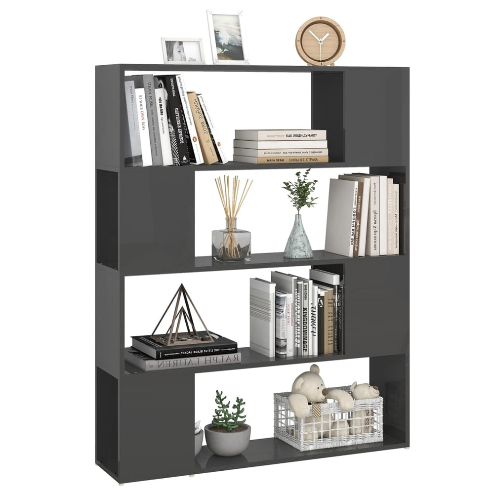 Boekenkast/kamerscherm 100x24x124 cm hoogglans grijs MeubelReus
