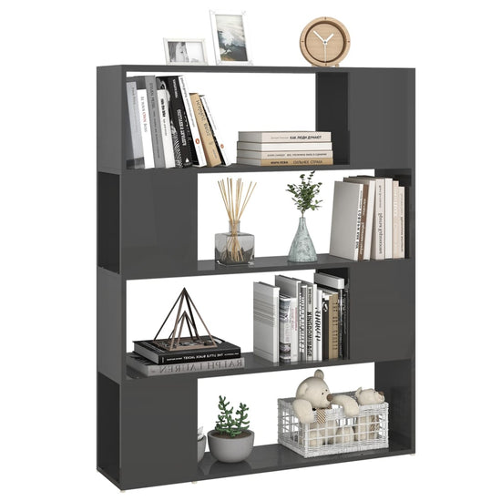 Boekenkast/kamerscherm 100x24x124 cm hoogglans grijs MeubelReus