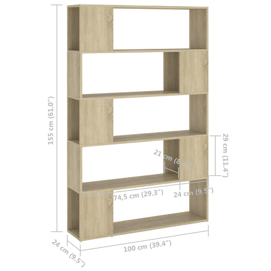 Boekenkast/kamerscherm 100x24x155 cm spaanplaat sonoma eiken MeubelReus